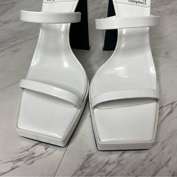 Jeffrey Campbell Hustler Square Toe White Heel Sandal 9 1/2 - Picture 10 of 14